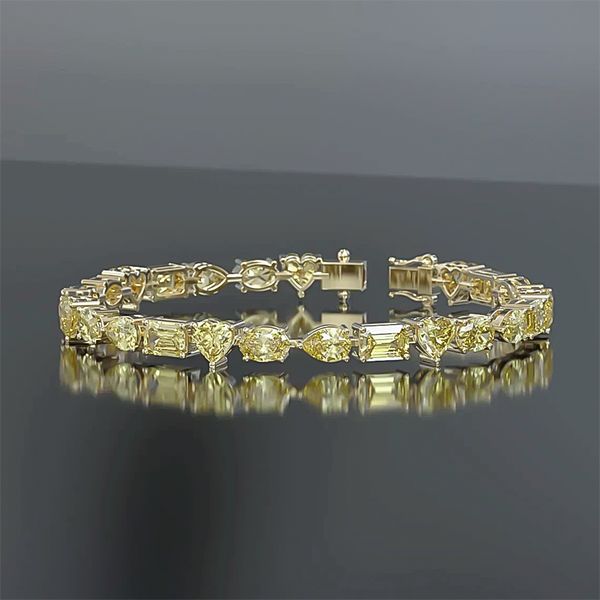 14k Gold Fancy Yellow Lab-Grown Diamond Multi Cut Women's Tennis Bracelet - GEMHUB & CO.