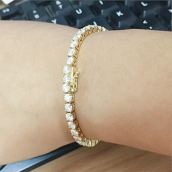 Valentine Special Gift Round Cut 5.40Ct Natural Diamond Tennis Bracelet 14k Gold - Image 2 - GEMHUB & CO.