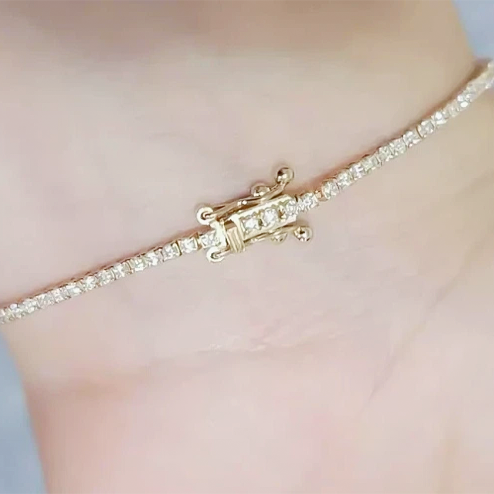 Elegant 14K Yellow Gold Natural Diamond Tennis Bracelet IGI Certified Daily Wear - GEMHUB & CO.