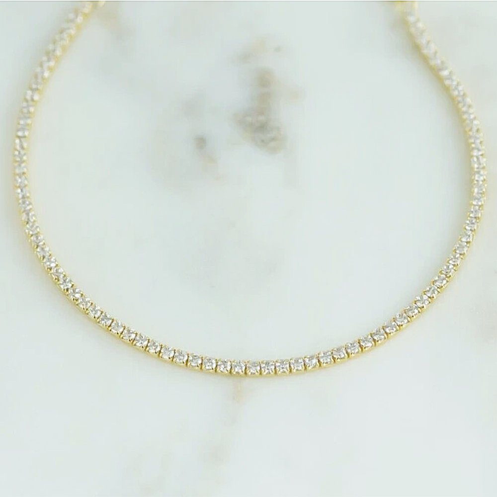 Sparkling Natural GH/VS Diamond 14k Gold 3Ct Round Cut Women's Tennis Bracelet - Image 2 - GEMHUB & CO.