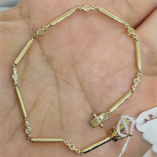 2Ct Round Cut Natural Diamond GH SI Women's Tennis Bracelet Real 14k Yellow Gold - Image 2 - GEMHUB & CO.