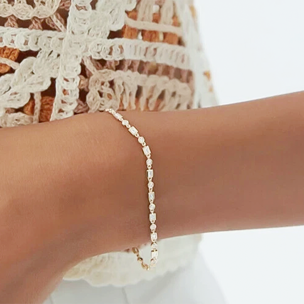 Lab-Grown Diamond Unique Design Bezel Set Women Tennis Bracelet 14K Yellow Gold - Image 2 - GEMHUB & CO.