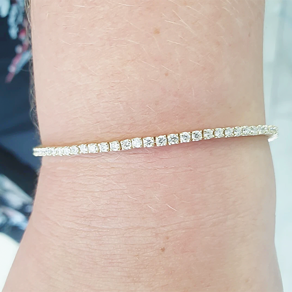 3.50Ct Round GH/VS Certified Natural Diamond Tennis Her Bracelet 14k Yellow Gold - Image 2 - GEMHUB & CO.