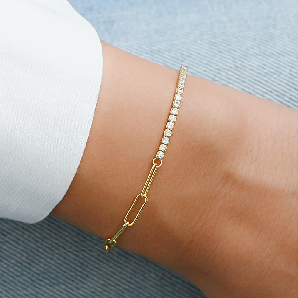 Women 1.50Ct Round Natural GH/SI Diamond Chain Tennis Bracelet 14k Yellow Gold - Image 3 - GEMHUB & CO.