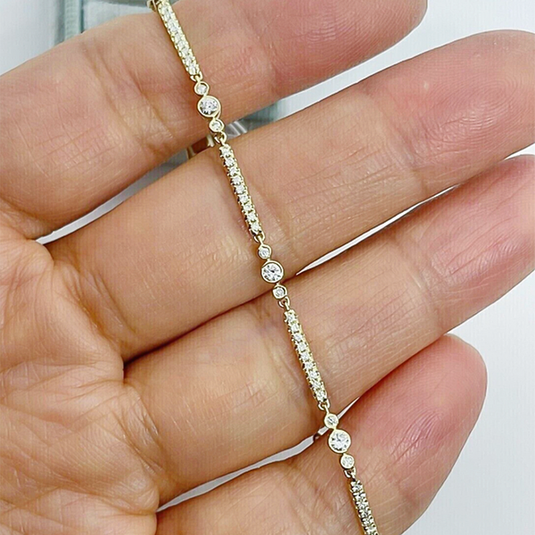 2Ct Round Cut Natural Diamond GH SI Women's Tennis Bracelet Real 14k Yellow Gold - Image 3 - GEMHUB & CO.