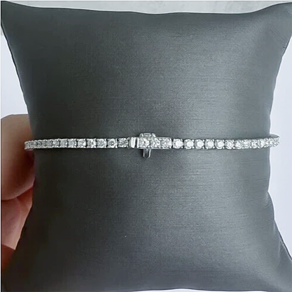 3.49Ct Natural Diamond Tennis Bracelet Engagement Wedding Round 14k Gold - Image 2 - GEMHUB & CO.