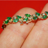 Marquise Cut Natural Emerald & Diamond Flower Tennis Bracelet 14k Yellow Gold - Image 4 - GEMHUB & CO.