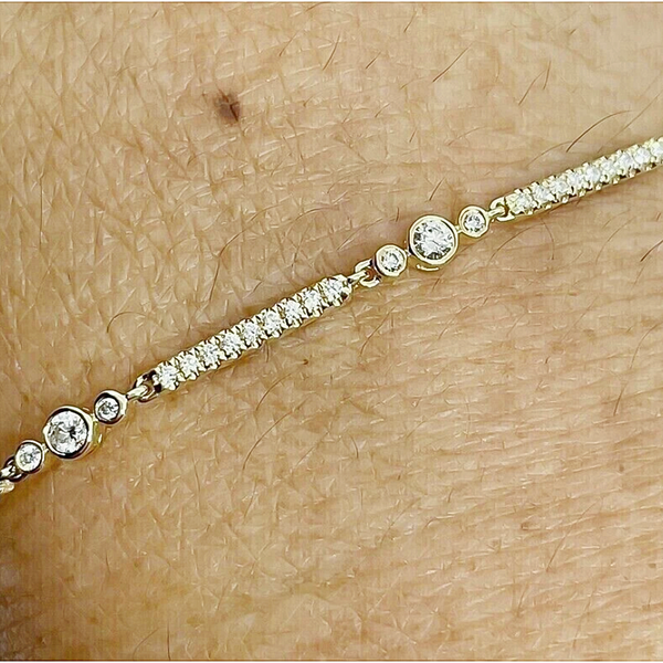 2Ct Round Cut Natural Diamond GH SI Women's Tennis Bracelet Real 14k Yellow Gold - Image 4 - GEMHUB & CO.