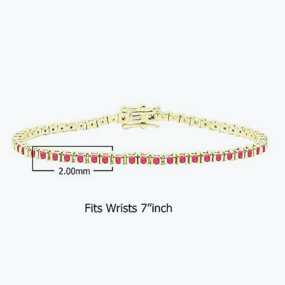 3Ct Round Cut Certified Natural Red Ruby Tennis Bracelet For Her 14k Yellow Gold - Image 4 - GEMHUB & CO.