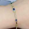 Certified Oval Cut Natural Sapphire & Diamond Chain Tennis Bracelet 14k Gold - Image 4 - GEMHUB & CO.