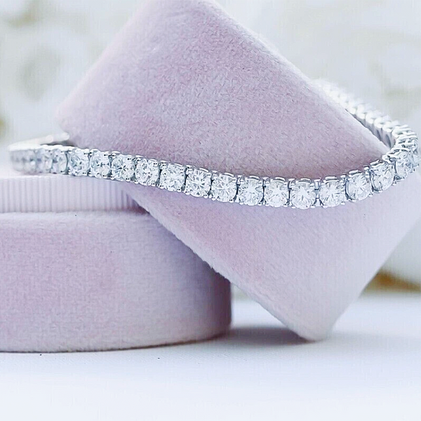 14k White Gold Sparkling Wedding Tennis Bracelet Certified Natural Diamond 6Ct - Image 4 - GEMHUB & CO.