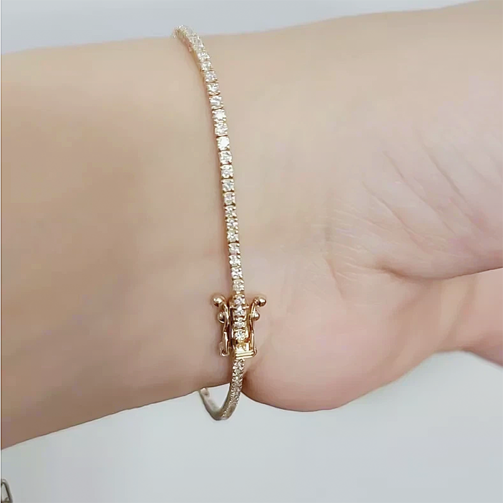 Elegant 14K Yellow Gold Natural Diamond Tennis Bracelet IGI Certified Daily Wear - Image 2 - GEMHUB & CO.