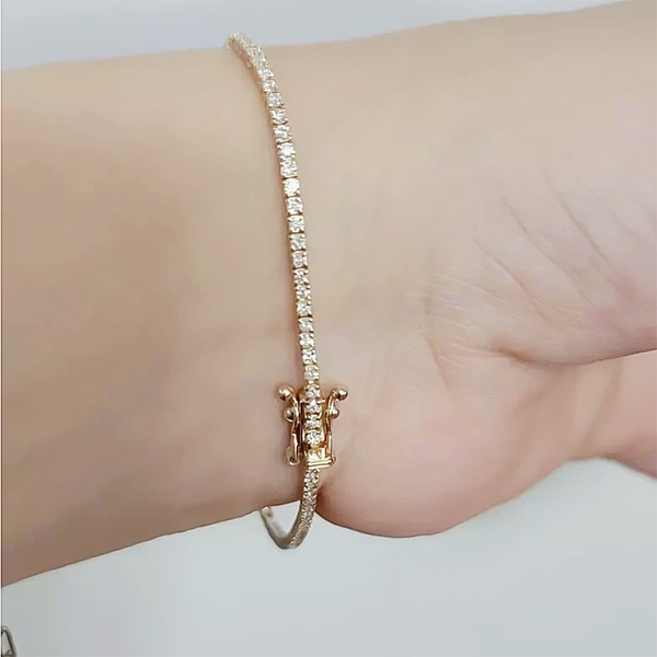 Elegant 14K Yellow Gold Natural Diamond Tennis Bracelet IGI Certified Daily Wear - Image 2 - GEMHUB & CO.