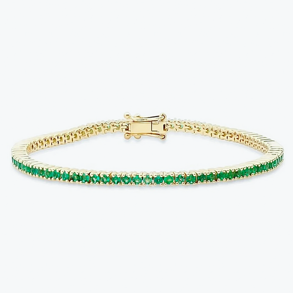 5.50Ct Round Cut Certified Natural Green Emerald Tennis Bracelet 14k Yellow Gold - Image 3 - GEMHUB & CO.