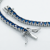 Certified 4.40Ct Round Cut Natural Blue Sapphire Tennis Bracelet 14K Yellow Gold - Image 4 - GEMHUB & CO.