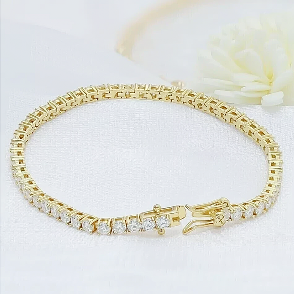 GDGL Certified 7Ct Natural Diamond Women's Tennis Bracelet 14Kt Yellow Gold - Image 3 - GEMHUB & CO.