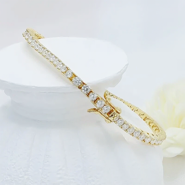 Certified GH/SI 6.20Ct Natural Diamond 14Kt Yellow Gold Tennis Bracelet Fro Her - Image 3 - GEMHUB & CO.