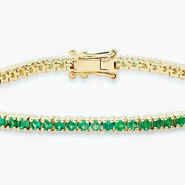 5.50Ct Round Cut Certified Natural Green Emerald Tennis Bracelet 14k Yellow Gold - Image 4 - GEMHUB & CO.