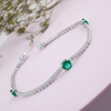Certified Natural Diamond & Zambian Emerald Her Tennis Bracelet 14k White Gold - Image 4 - GEMHUB & CO.