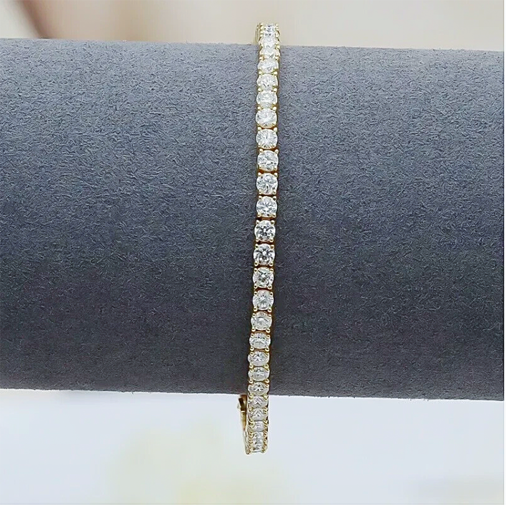 Certified GH/SI 6.20Ct Natural Diamond 14Kt Yellow Gold Tennis Bracelet Fro Her - Image 4 - GEMHUB & CO.