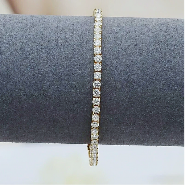 Certified GH/SI 6.20Ct Natural Diamond 14Kt Yellow Gold Tennis Bracelet Fro Her - Image 4 - GEMHUB & CO.