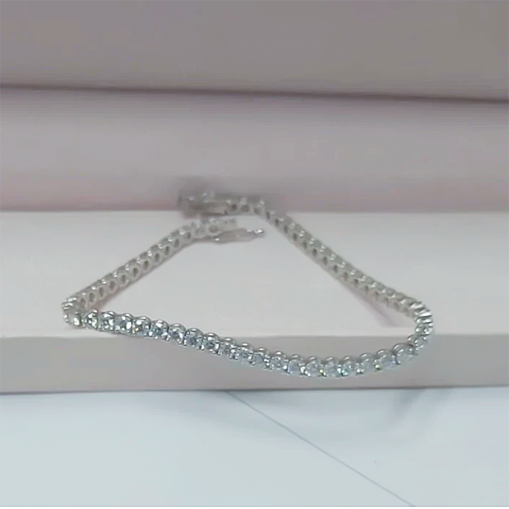 Natural Certified GH/VS Diamond 6.20Ct Women's Tennis Bracelet 14k White Gold - Image 3 - GEMHUB & CO.