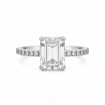 3.30 Ct Emerald Cut Lab Grown Diamond Ring — VS1 Clarity, 18k Gold Vermeil