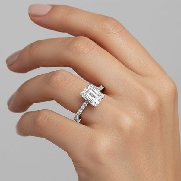 3.30 Ct Emerald Cut Lab Grown Diamond Ring - GEMHUB & CO. - View 5