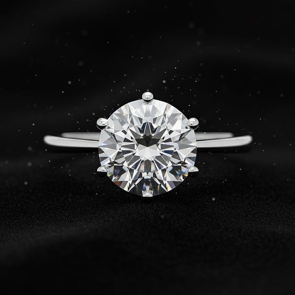 3.21 carat lab diamond ring worn on hand, classic engagement-ring styling