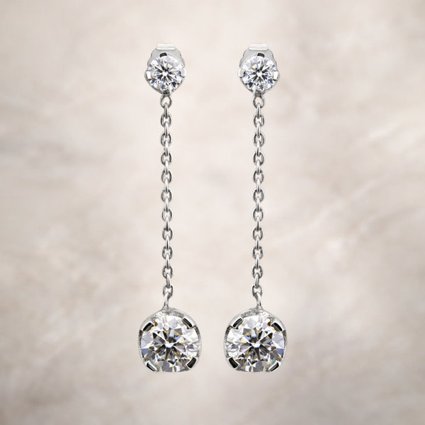 6 Ct Round Cut Lab Grown Diamond Earrings - View 3
