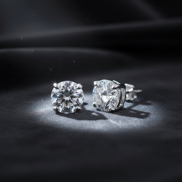 3 Ct Round Cut Lab Grown Diamond Earrings - View 5