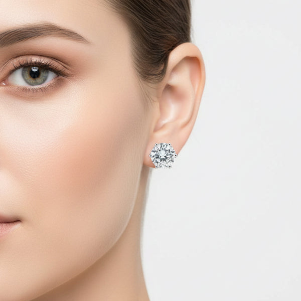 4.00 Ct Round Cut Lab Grown Diamond Earrings - View 6