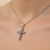 Front view of lab diamond solitaire pendant on neutral display background