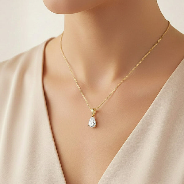 2 Ct Pear Cut Lab Grown Diamond Pendant - GEMHUB & CO. - View 6