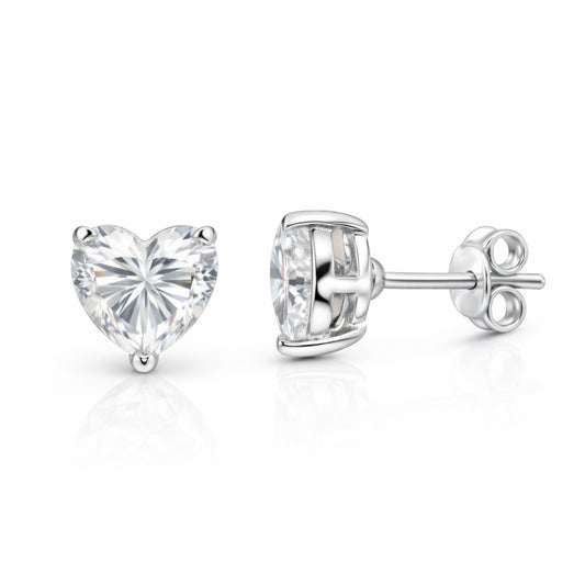 4 Ct Heart Cut Lab Grown Diamond Earrings - View 2