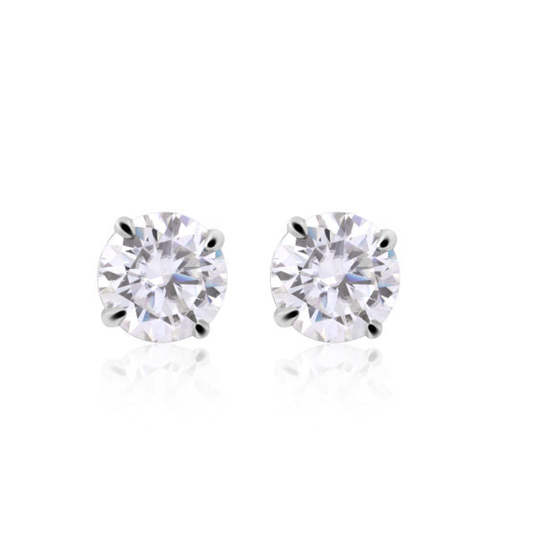 3 Ct Round Cut Lab Grown Diamond Earrings - View 2