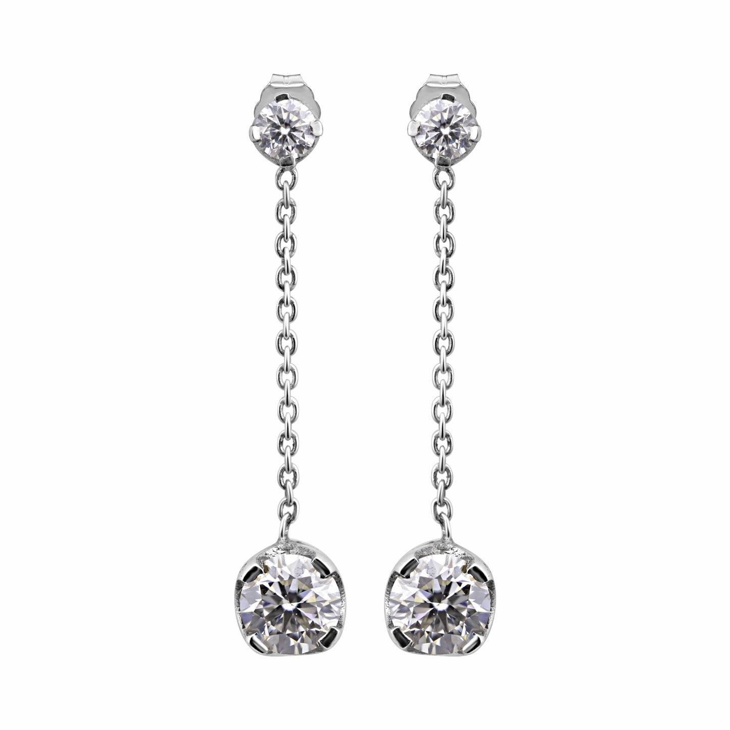 6 Ct Round Cut Lab Grown Diamond Earrings - View 2