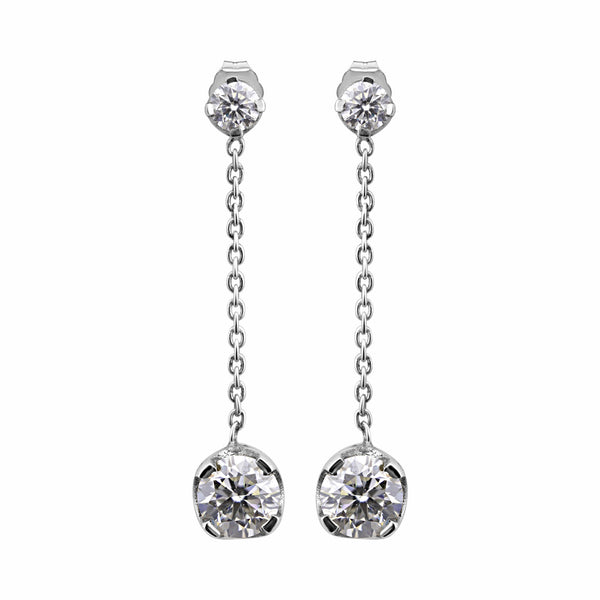6 Ct Round Cut Lab Grown Diamond Earrings - View 2