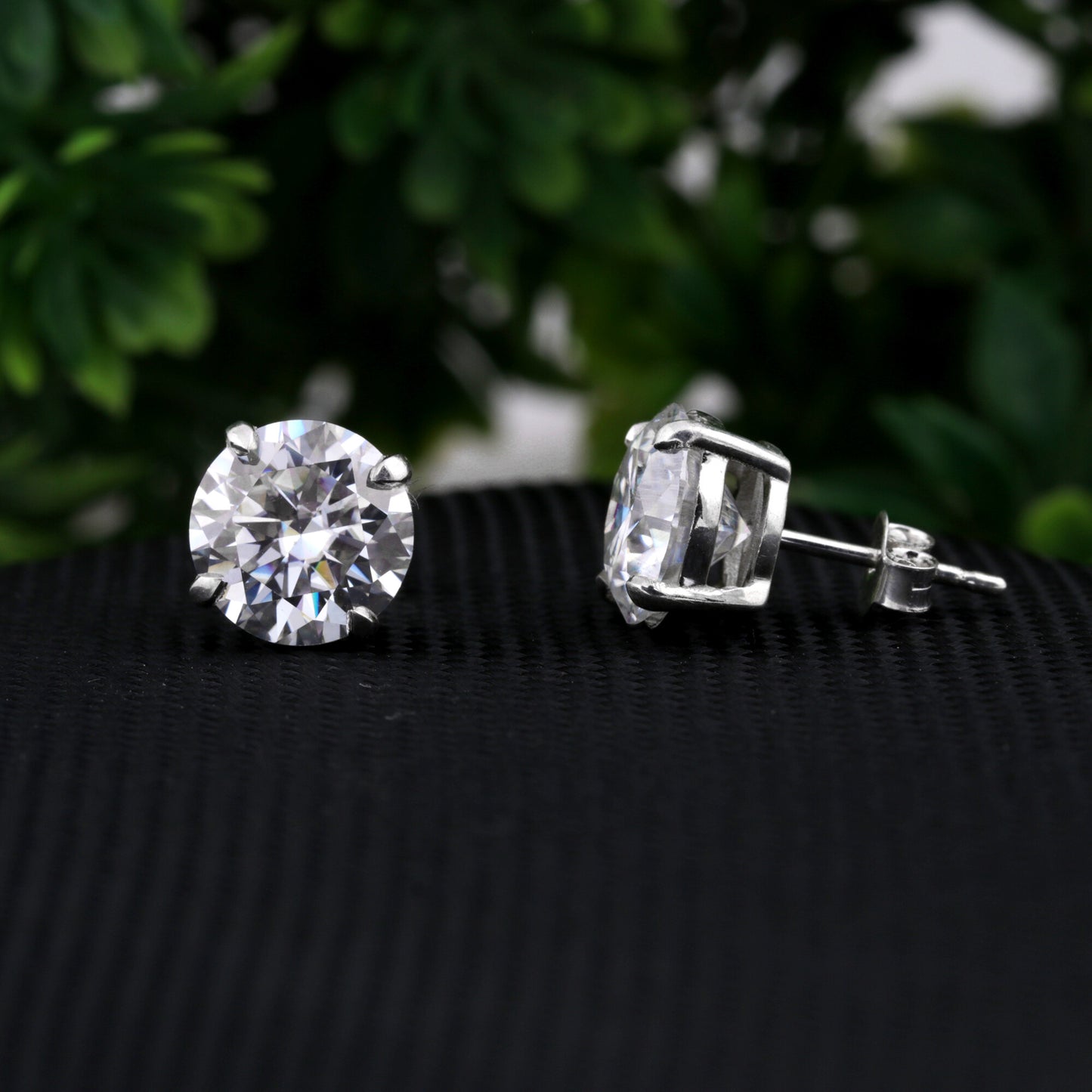 3 Ct Round Cut Lab Grown Diamond Earrings - View 3