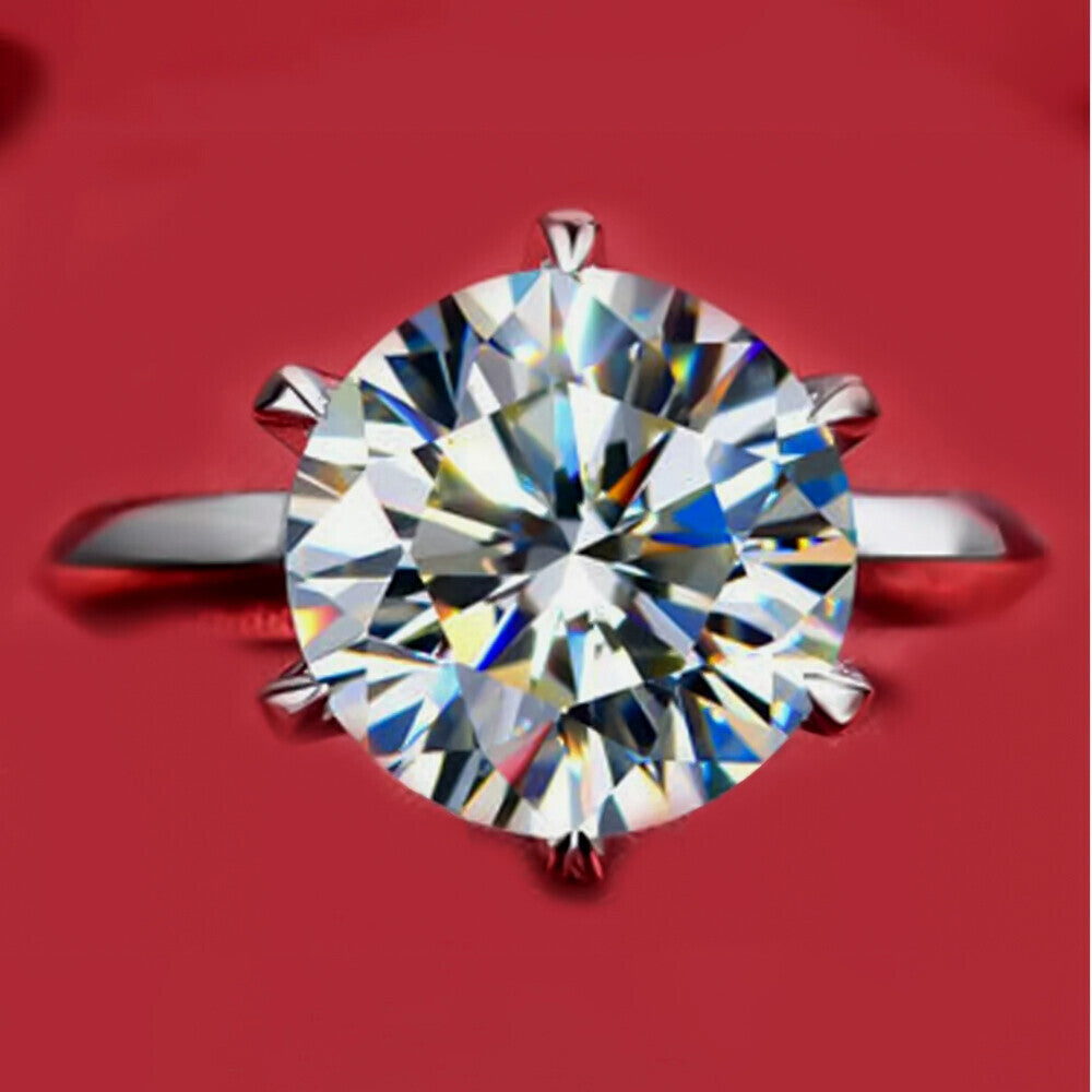 3.50 Ct Certified Round Cut Moissanite Holiday Ring for Her 18K Gold Plated