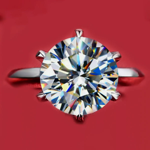 3.50 Ct Certified Round Cut Moissanite Holiday Ring for Her 18K Gold Plated