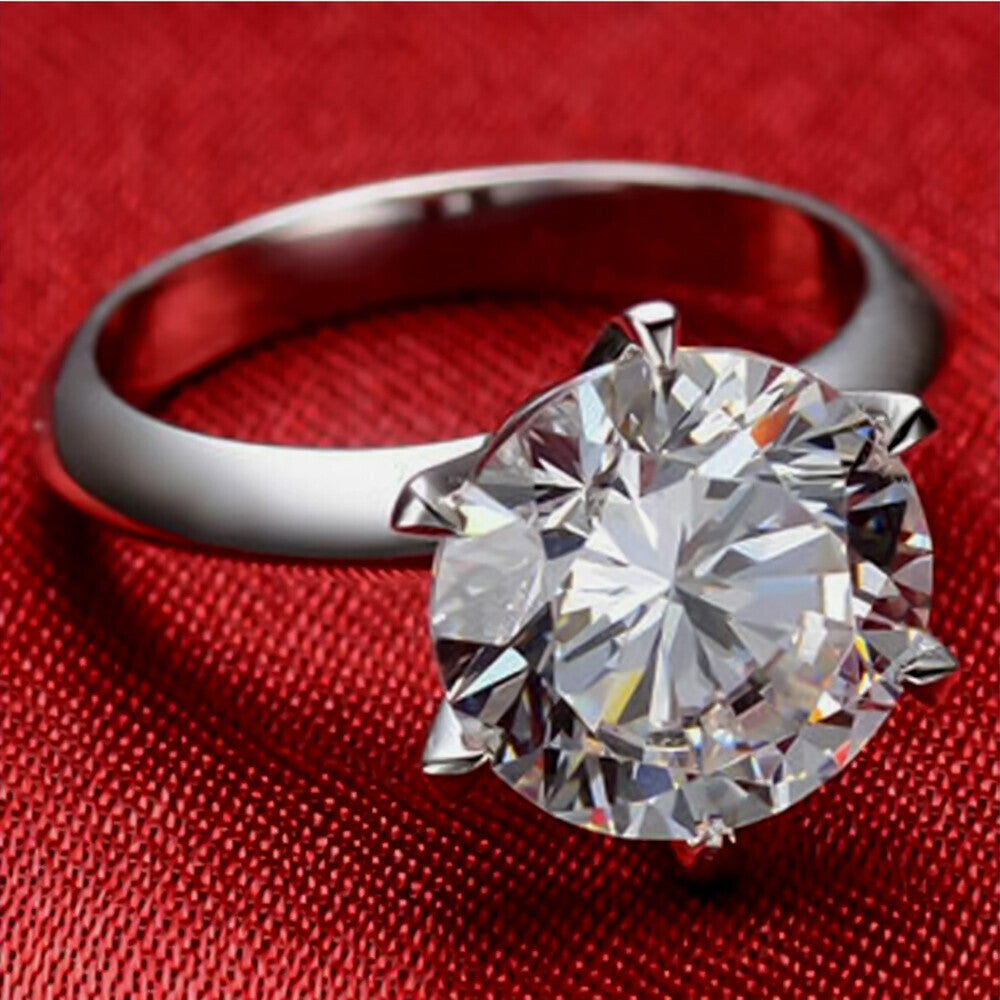 3.50 Ct Certified Round Cut Moissanite Holiday Ring for Her 18K Gold Plated