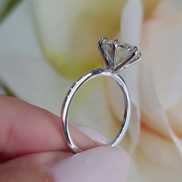 Certified 3.70 Ct White Moissanite Solitaire Statement Ring 18K Gold Plated