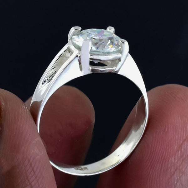 2.50 Ct White Round Cut Certified Moissanite Solitaire Rings 18K Gold Plated Vermei 18K Gold Plated