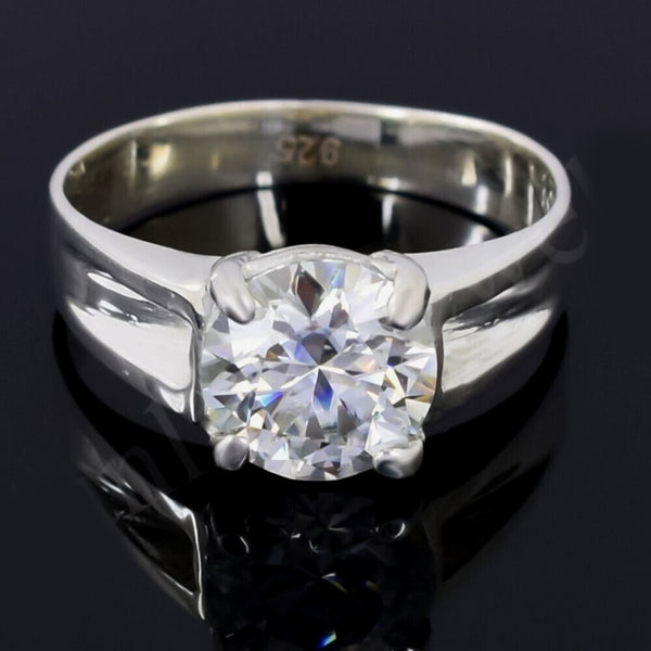 2.50 Ct White Round Cut Certified Moissanite Solitaire Rings 18K Gold Plated Vermei 18K Gold Plated