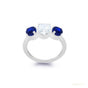 Certified 1.00 ct DEW White Moissanite Ring with Sapphire Accents – Labor Day Gift 18K 18K Gold Plated