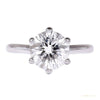 Certified 2.20 ct DEW Emerald Cut White Round Moissanite Solitaire Ring in 18K Gold Plated – white background main image