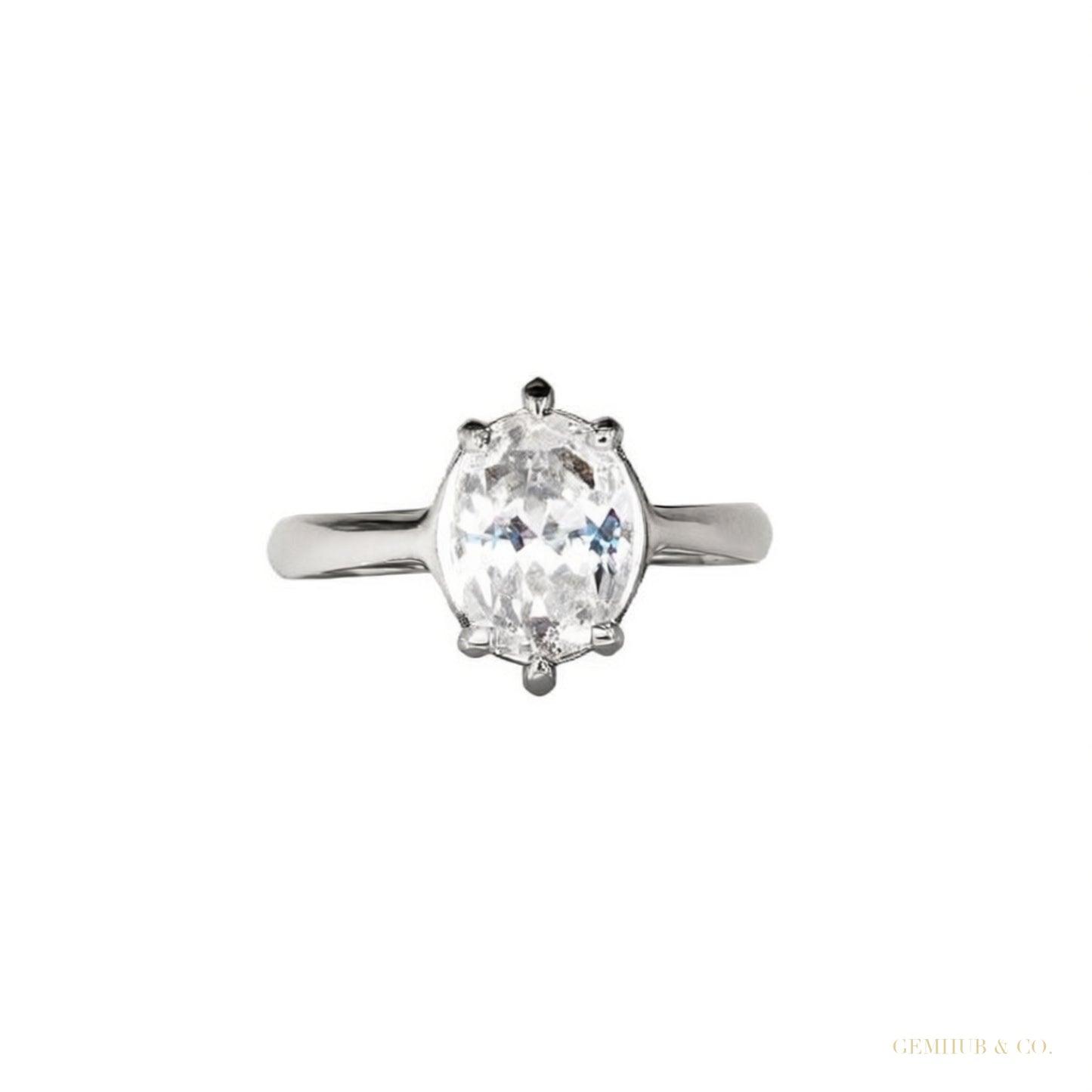 Certified 2.50 ct DEW Round Cut Moissanite Solitaire Ring, Double Prongs 18K Gold Plate 18K Gold Plated – white background main image