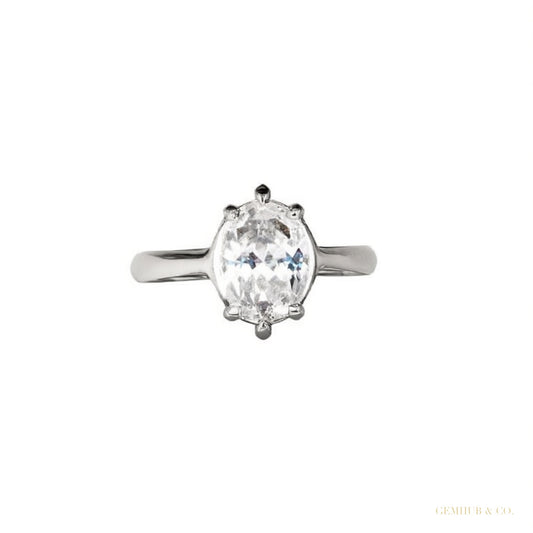 Certified 2.50 ct DEW Round Cut Moissanite Solitaire Ring, Double Prongs 18K Gold Plate 18K Gold Plated – white background main image