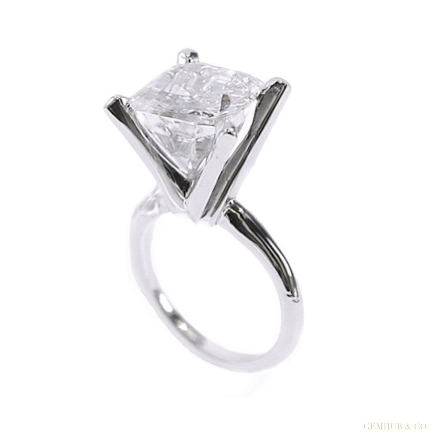 Certified 2.60 Cts Cushion Cut White Moissanite Solitaire Ring 18K Gold Plated Verm 18K Gold Plated – white background main image